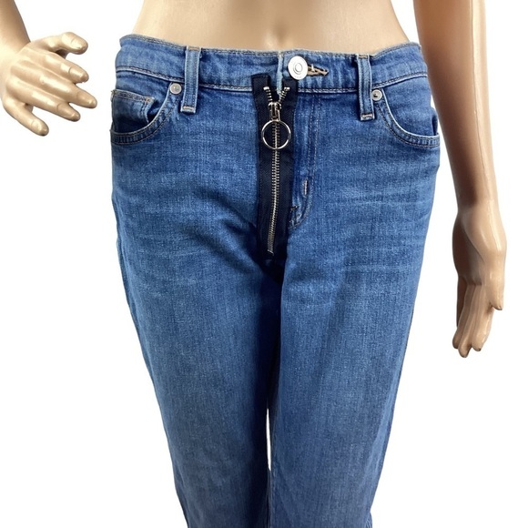 Hudson Riley Crop Straight Jeans Size 26 Blue Medium Wash Exposed Zipper - Picture 2 of 7